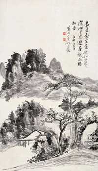 黄宾虹 1932年作 听松图 立轴